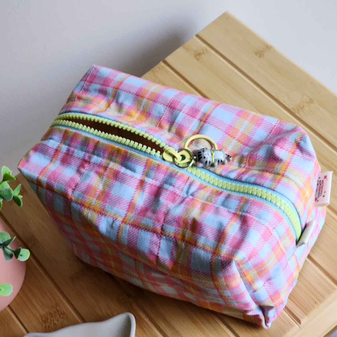 pretty in plaid | skincare caddy bag