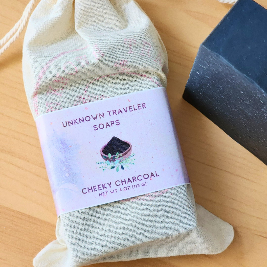 Activated Charcoal Bar Soap| Handmade Shea Butter Soap| "Cheeky Charcoal"