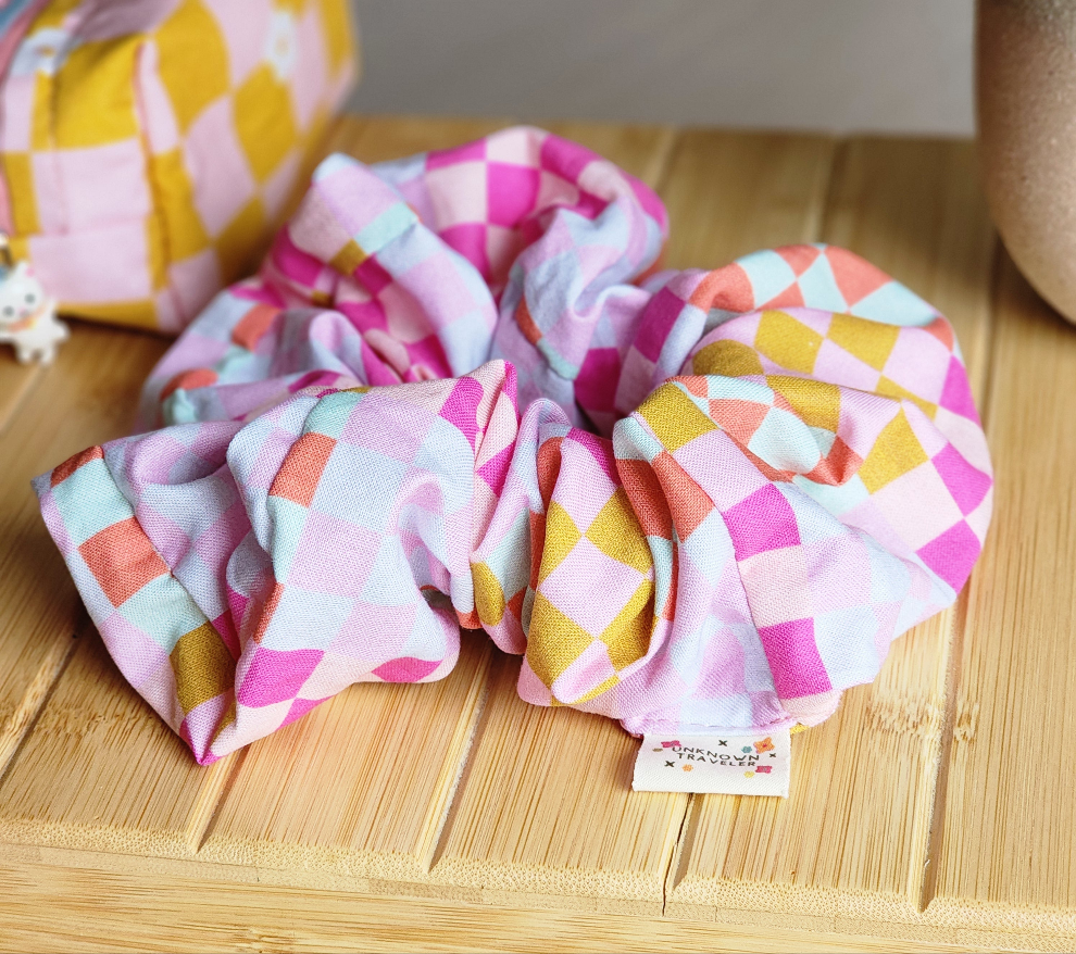 XL multicolor checkered scrunchie