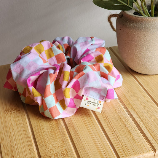 XL multicolor checkered scrunchie