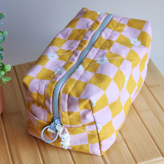 groovy floral (pink and olive) | skincare caddy bag