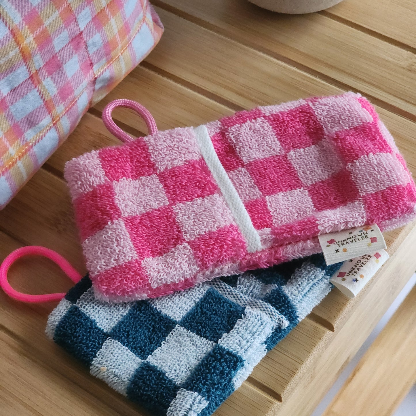 checkered soap pouch
