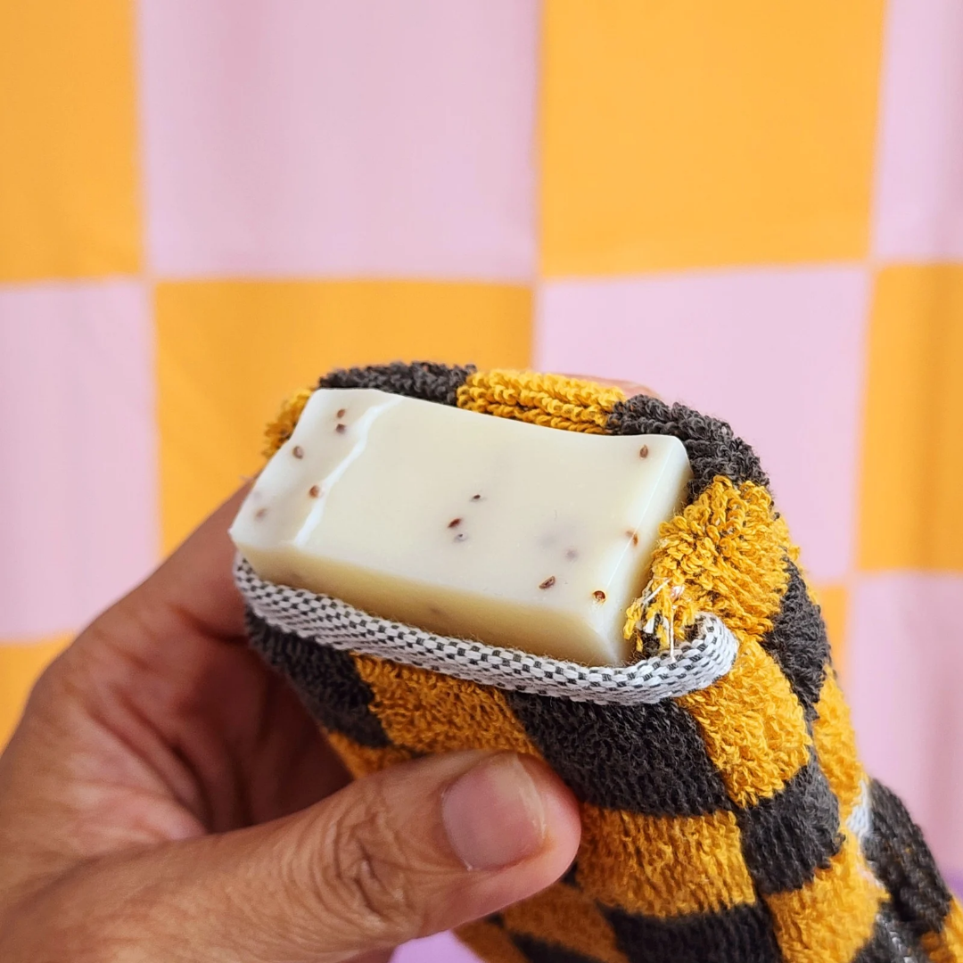 checkered soap pouch