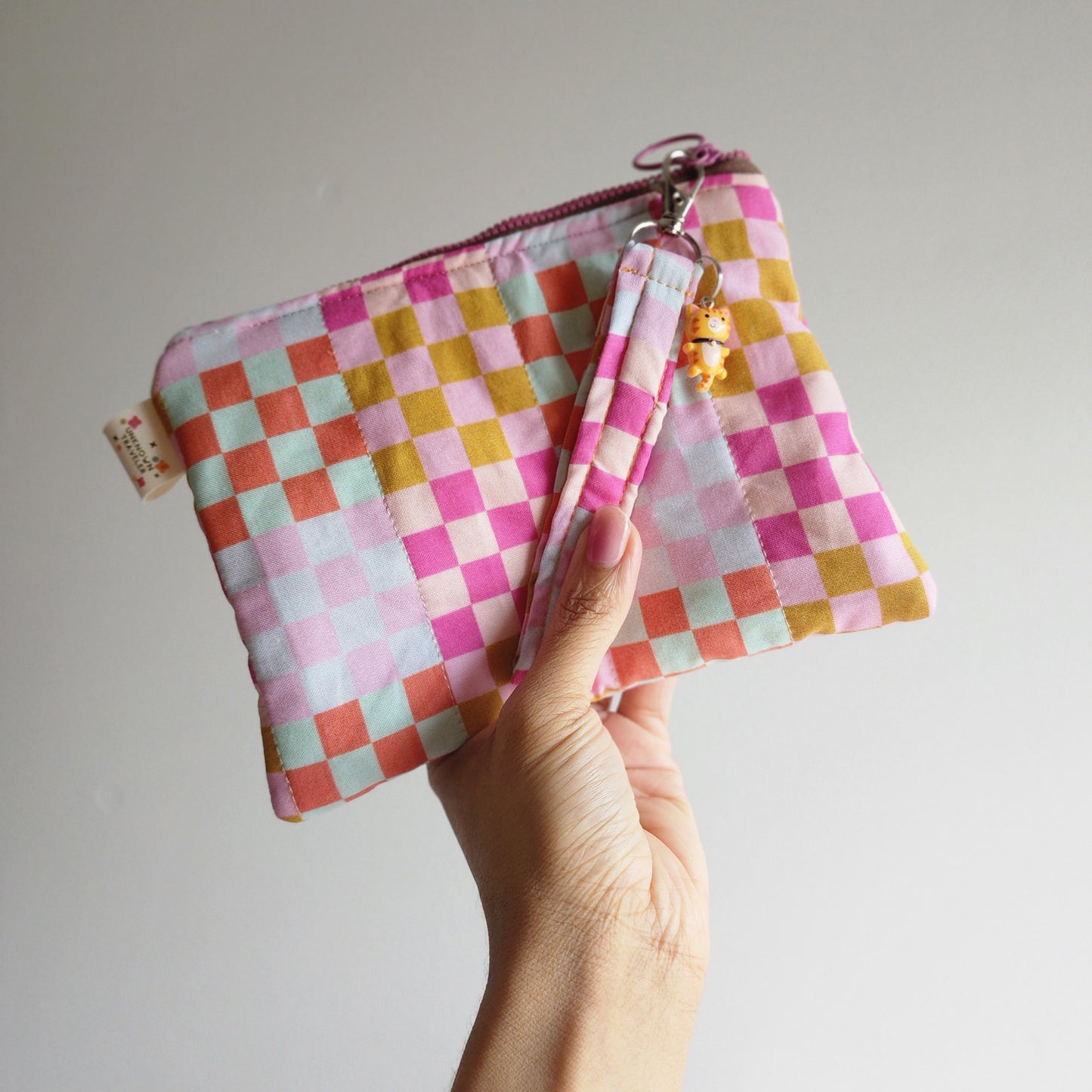 multicolor checkered| skincare caddy bag